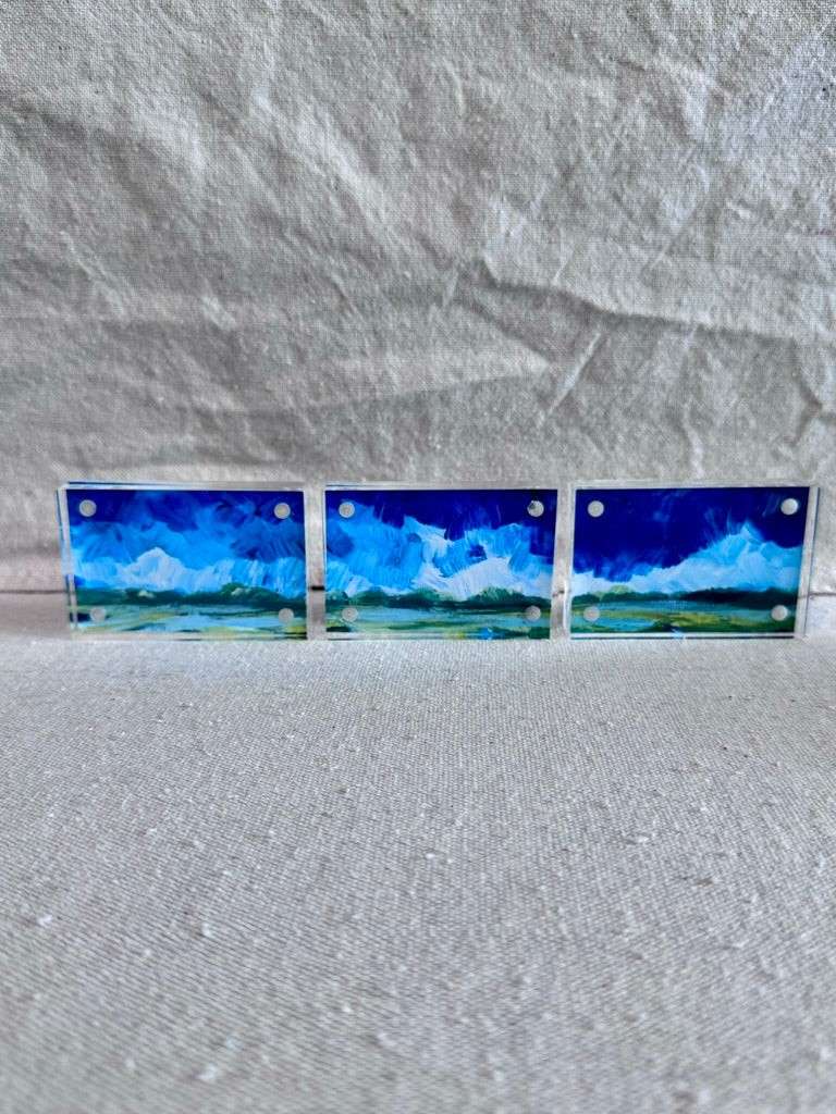 "Blue Skies" triptych framed print