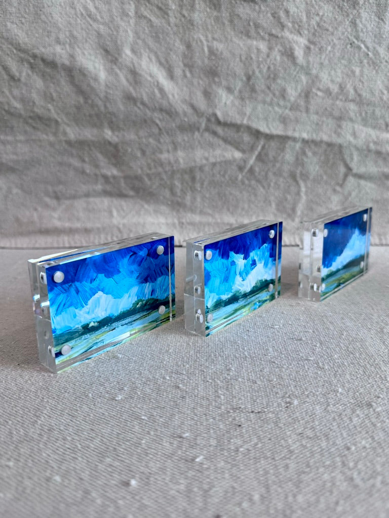 "Blue Skies" triptych framed print