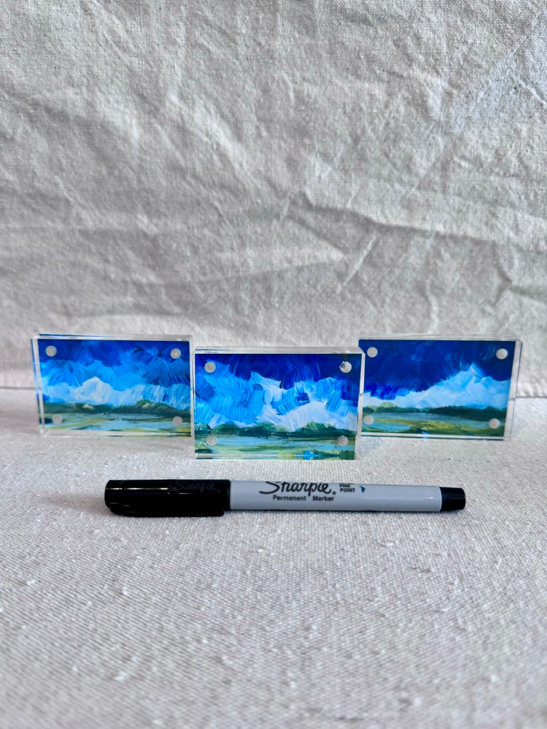 "Blue Skies" triptych framed print